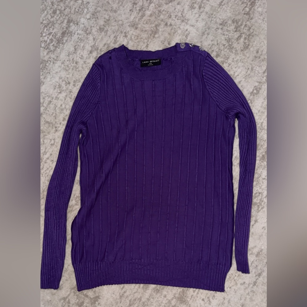 Lane Bryant Rich Purple Ribbed Sweater